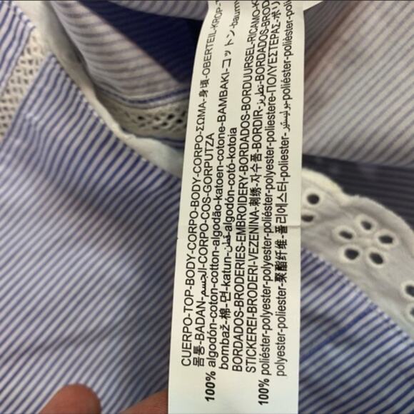 NWT Zara eyelet embroidered striped top - Picture 6 of 7